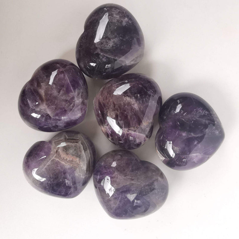 Lovionus89 Natural Amethyst Heart Love Palm Pocket Stone Healing Chakra Worry Stone(1.8 Inch) 45mm*40mm*25 - BeesActive Australia