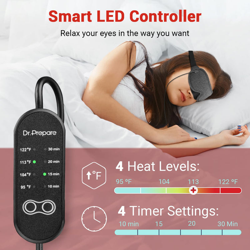 DR.PREPARE Heated Eye Mask, Electric USB Cotton Eye Compress Heating Pad with Smart Temperature & Timer Control, Earplugs for Sleep, Dry Eyes, Blepharitis, Dark Circles and Puffy Eyes - BeesActive Australia