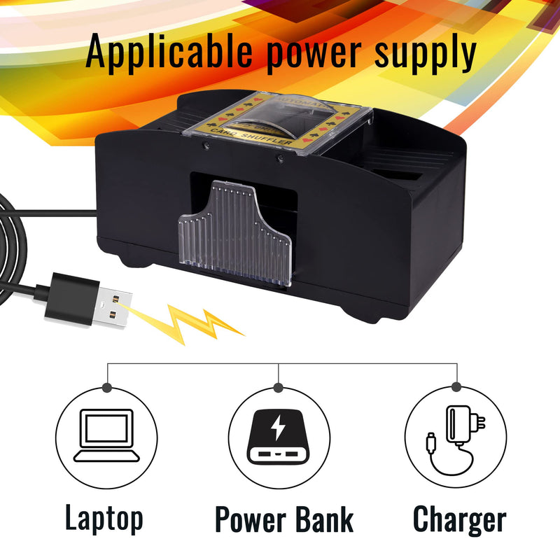 AOPER Automatic Card Shuffler - Electronic Casino Poker Card Shuffling Machine - Battery Operated Plastic Cards Mixer - 2/4 Decks Playing Cards for Home & Party - 2M USB Line 1-2 Decks - BeesActive Australia
