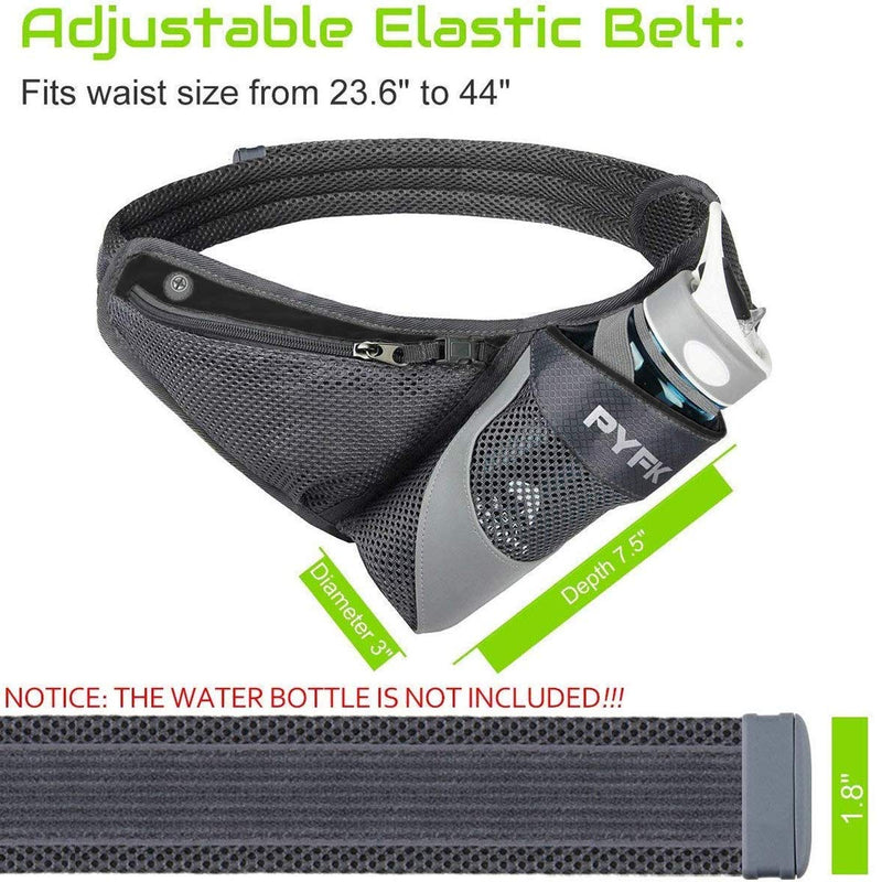 PYFK Running Belt Hydration Waist Pack with Water Bottle Holder for Men Women Waist Pouch Fanny Bag Reflective Black - BeesActive Australia