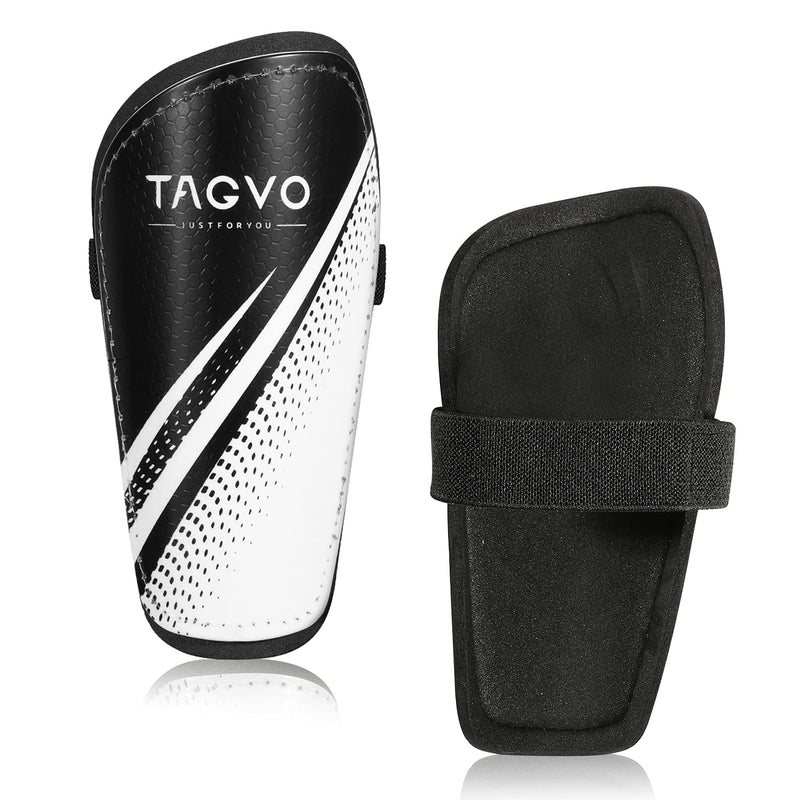 TAGVO Soccer Shin Guards, Kids Youth Lightweight Soccer Equipment with Adjustable Straps, Great Performance Soccer Shin Pads for Boys Girls Black&White Large - BeesActive Australia
