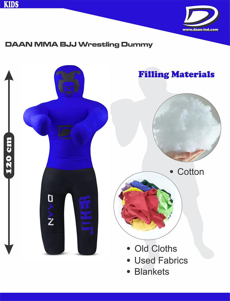 Daan Mma Grappling Dummy for Kids BJJ Wrestling Dummy Punching Bag MMA Brazilian Jiu Jitsu Children Judo Youth Throwing Boxing Dummy Dummies UNFILLED Blue / Black - BeesActive Australia