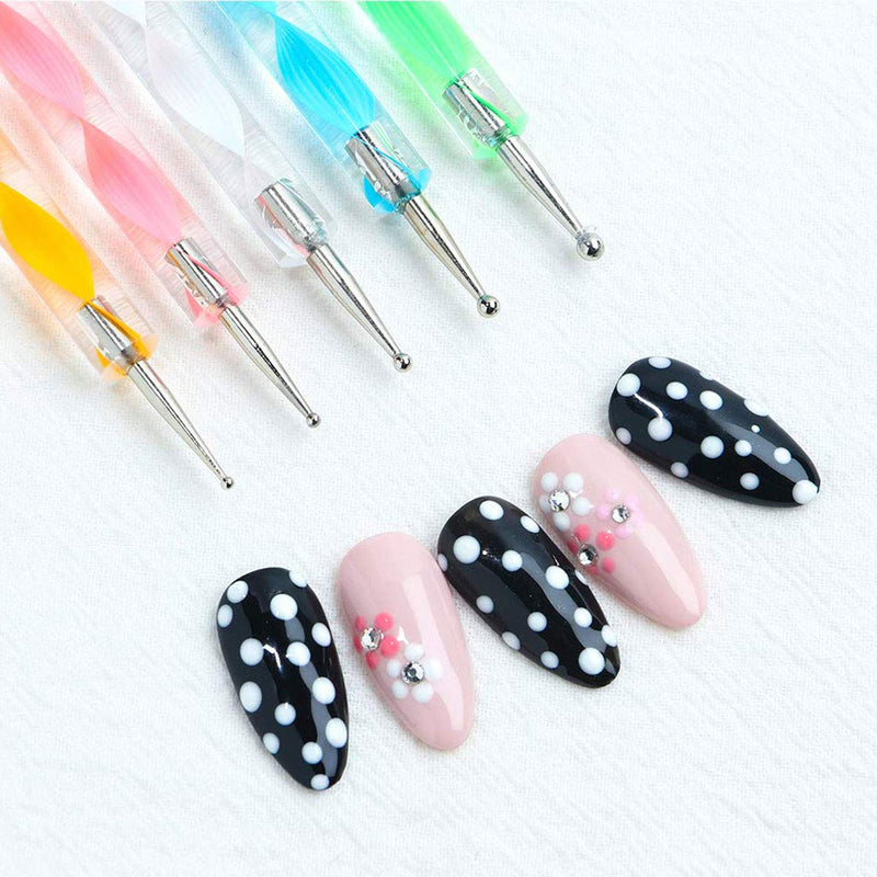 Nail Art Dotting Tools, 130mm 5 Colour Nail Art Ball Stylus Nail Dotting Pen Marbleizing Tool Set for Embossing Pattern Clay Sculpting or Nail Art(5pcs/Set) - BeesActive Australia