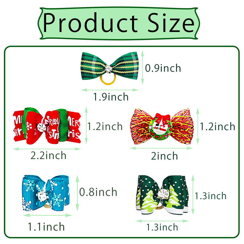 PET SHOW 50pcs/Pack Christmas Small Dog Hair Bows with W/Rubber Bands Xmas Cat Puppy Medium Large Dogs Grooming Topknot Hair Accessories Random Color - BeesActive Australia