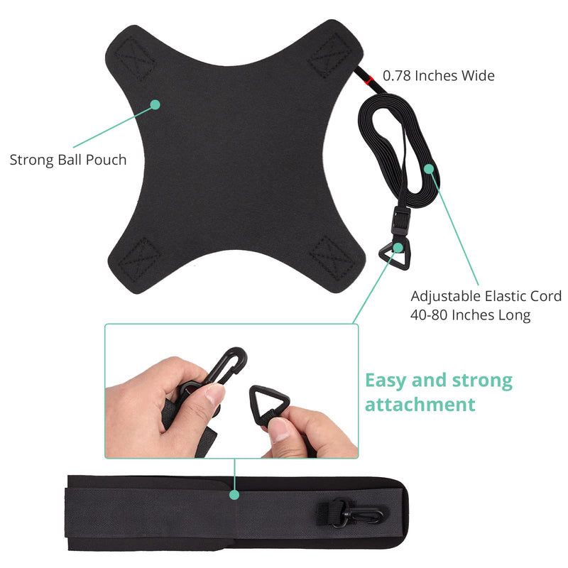 VINTEAM Volleyball Training Equipment Aid, Volleyball Serve Trainer Solo Practice Trainer Kit for Serving, Setting, Spiking & Arm Swing Black with volleyball setting straps - BeesActive Australia