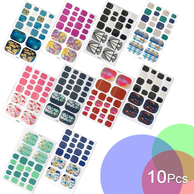 MWOOT Full Nail Art Wraps Sticker (10 Sheet), Adhesive Nail Wraps Decals Tape, Full Nail Foils, Nail Design Decoration Set - Gradient Styles - BeesActive Australia