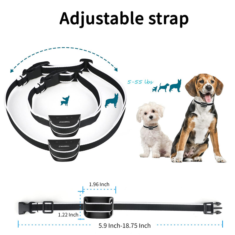 MASBRILL Small Dog Bark Collar, No Bark Collars Anti Barking Collar for Small Dogs Small Most Humane Stop Barking Collar Rechargeable Bark Collar with 7 Sensitivity and Intensity Beep Vibration Black - BeesActive Australia