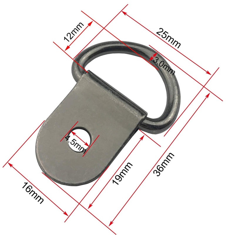 EXCELFU 30 Pack Small Steel D-Ring Tie Downs, D Rings Anchor Lashing Ring for Loads on Case Truck Cargo Trailers RV Boats, Gray - BeesActive Australia