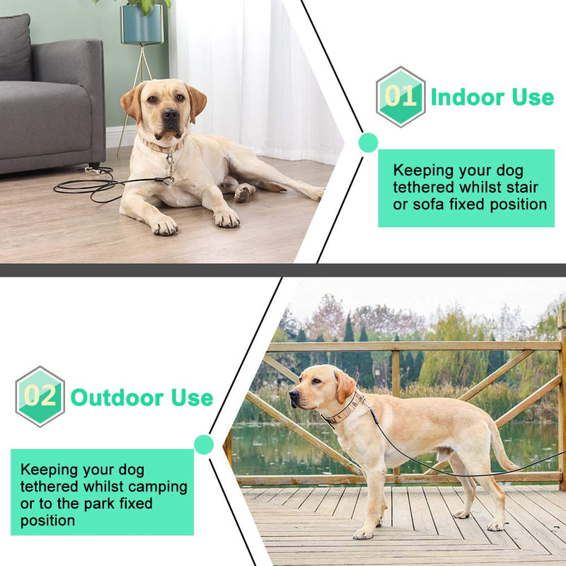 AMOFY 25ft-30ft-100ft Dog Tie Out Cable Galvanized Steel Wire Rope with PVC Coating for Medium to Large Dogs up to 396Ibs 30ft Green gecko - BeesActive Australia