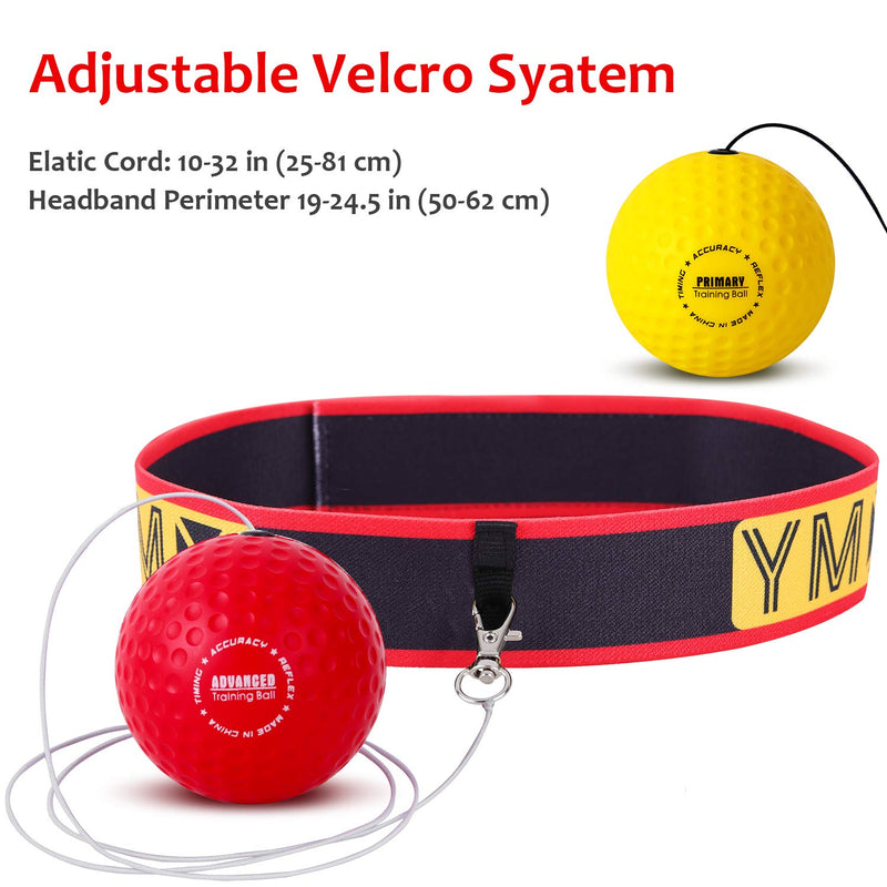 YMX Boxing Training Reflex Ball - Adjustable Elastic Head Band, Light Weight Soft Foam Balls - Improve Hand to Eye Coordination, Reaction Speed, Focus, Accuracy - Cardio Sports Exercise Equipment Yellow/Black - BeesActive Australia