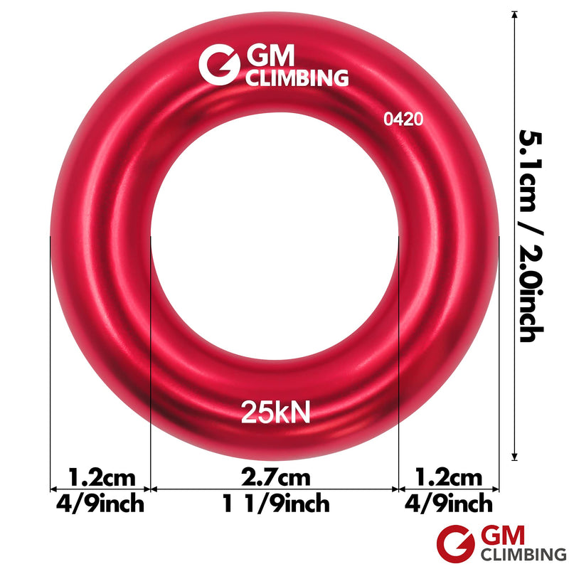GM CLIMBING Rappel Ring 25kN for Rock Climbing Arborist Rescue Slackline Hammock Pack 3. Small-Red Pack of 2 - BeesActive Australia