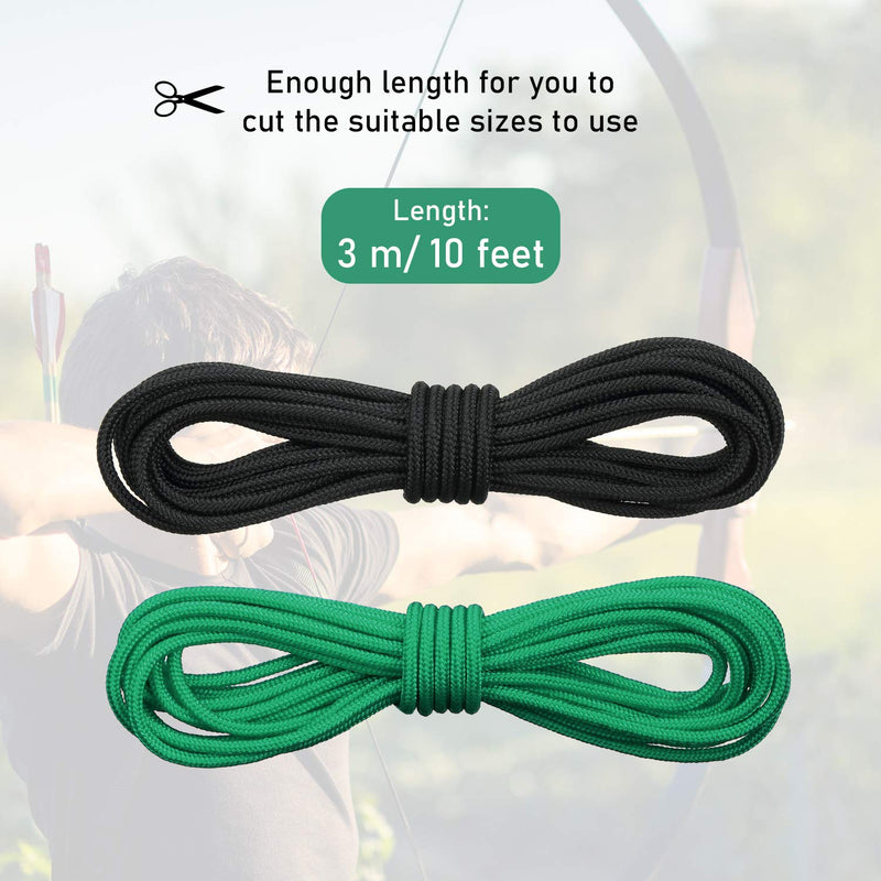 2 Pieces Archery D Loop Rope 10 Feet Archery Bowstring Serving Thread D Loop Rope Release Material Nocking D Loop Rope String Black and Green - BeesActive Australia