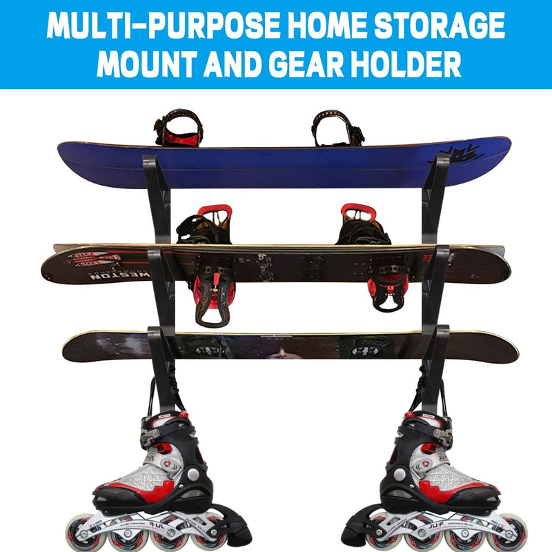 Poskad Snowboard Wall Mount Display Rack,Adjustable Storage Layers Space Saving Design,Home and Garage SKi Board Storage. - BeesActive Australia