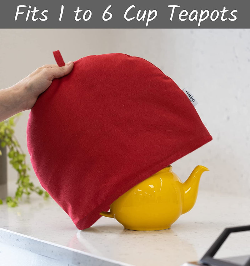 Muldale Large Tea Cozy for Teapot Insulated - Jubilee Red - Thermal 100% Cotton Extra Thick Wadding - Made in England, UK - Tea Cozies Covers Fit 1 to 6 Cup Neutral Kitchen Textiles Range - BeesActive Australia