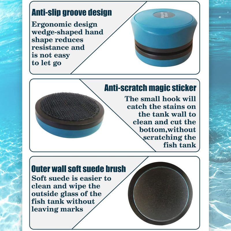 FAZCCMLY Magnetic Algae Scraper Aquarium Fish Tank Glass Cleaner, Floating Magnetic Glass Cleaner Suitable Salt Water and Fresh Water Mini - BeesActive Australia
