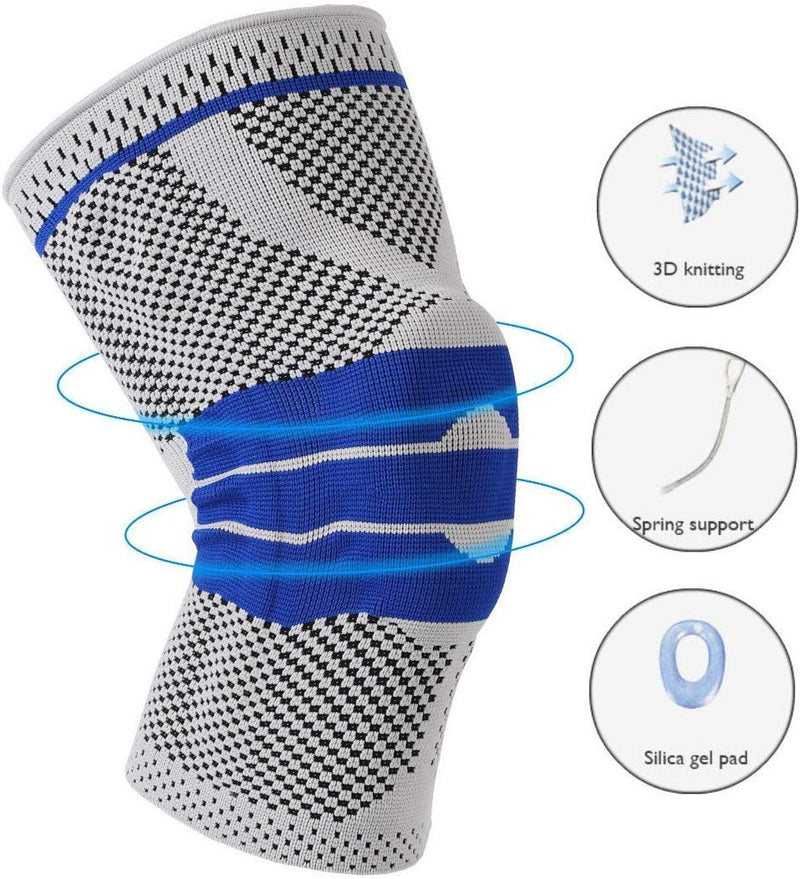 Ultra Knee Elite Knee Compression Sleeve, Knee Braces for Knee Pain Wraps Patella Stabilizer with Silicone Gel Spring Support, Hinged Kneepads Protector for Meniscus Tear Arthritis Men Women Old (classic) L (Pack of 2) - BeesActive Australia