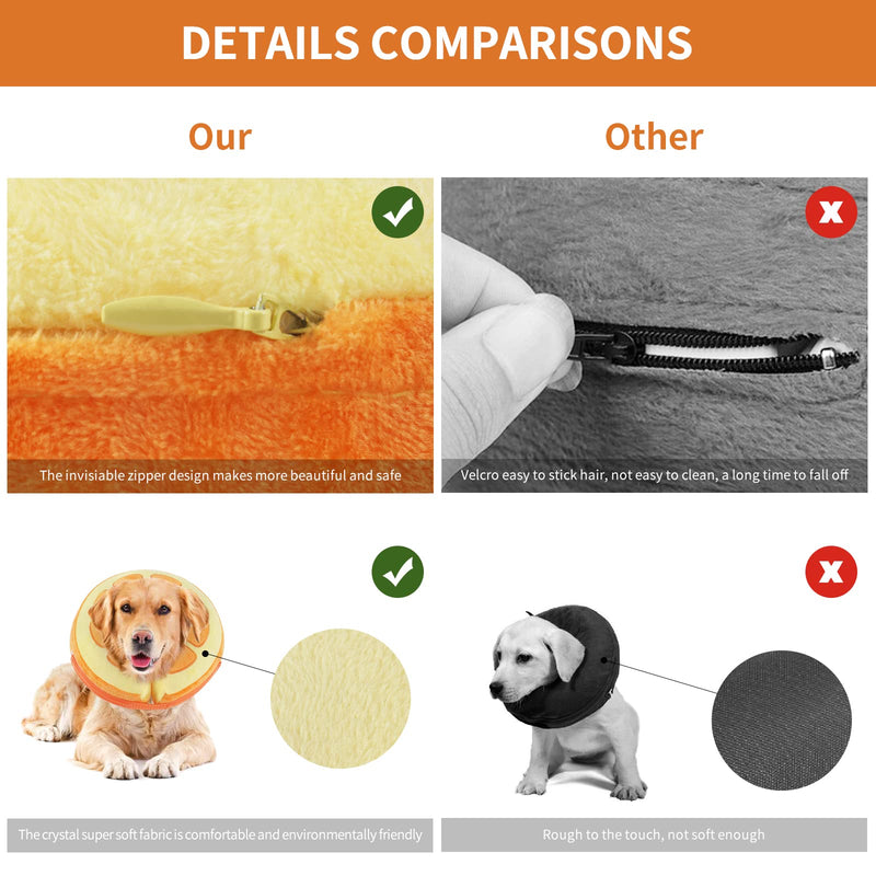 IEUUMLER Inflatable Recovery Dog Collar – Protective Comfortable Adjustable Neck Donut Cone Not Block Vision for Dogs and Cats Prevent from Biting and Licking EU002 L (Neck:12"-18") Orange - BeesActive Australia