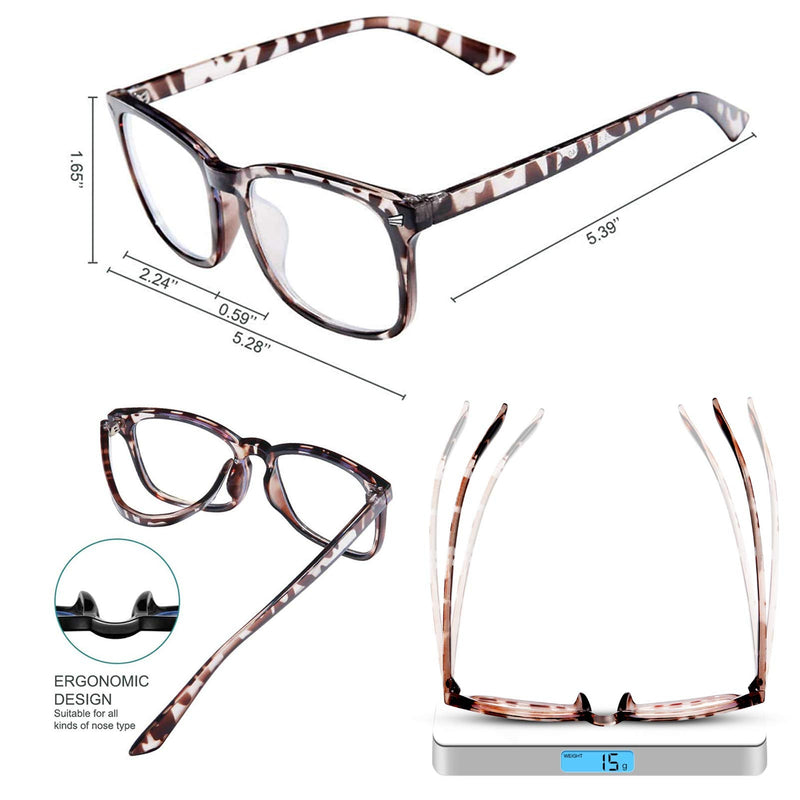 Epova TR90 Blue Light Blocking Glasses for Women and Men - Lightweight Computer/Reading/Gaming/TV/Phones Glasses - Anti Eyestrain & UV Glare, Classic Square Eyeglasses Frame with Case, Transparent - BeesActive Australia