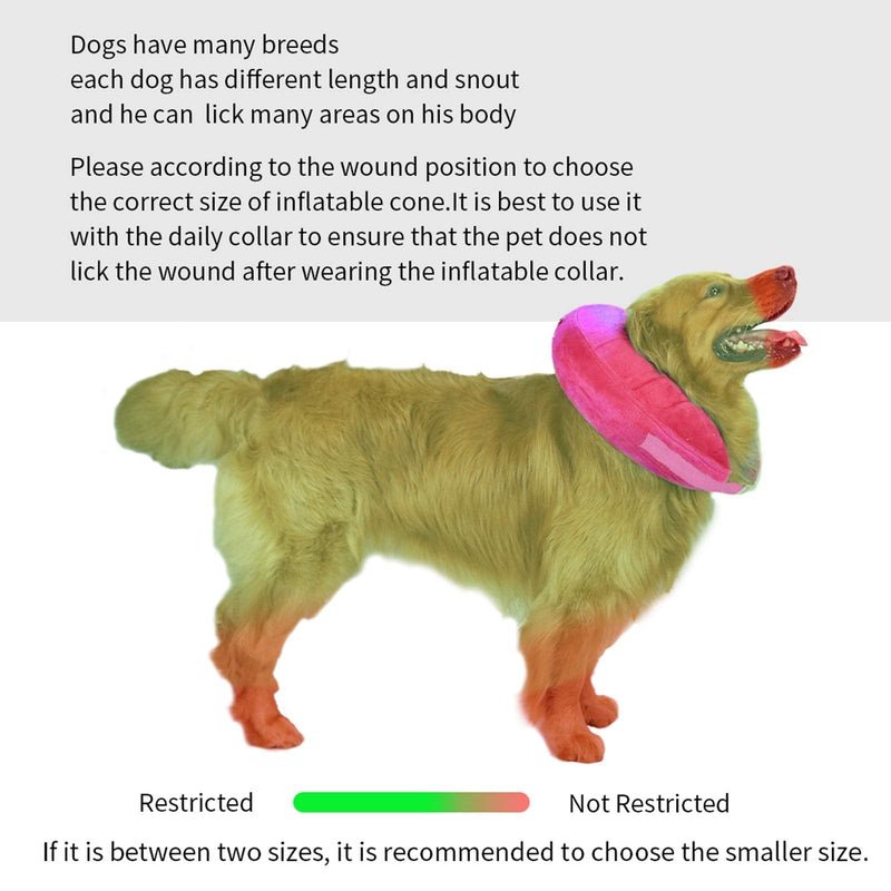 MCHY Inflatable Dog Cone,Adjustable Recovery Collar for Dogs After Surgery,Prevent from Biting & Scratching,Not Block Vision S Pink - BeesActive Australia