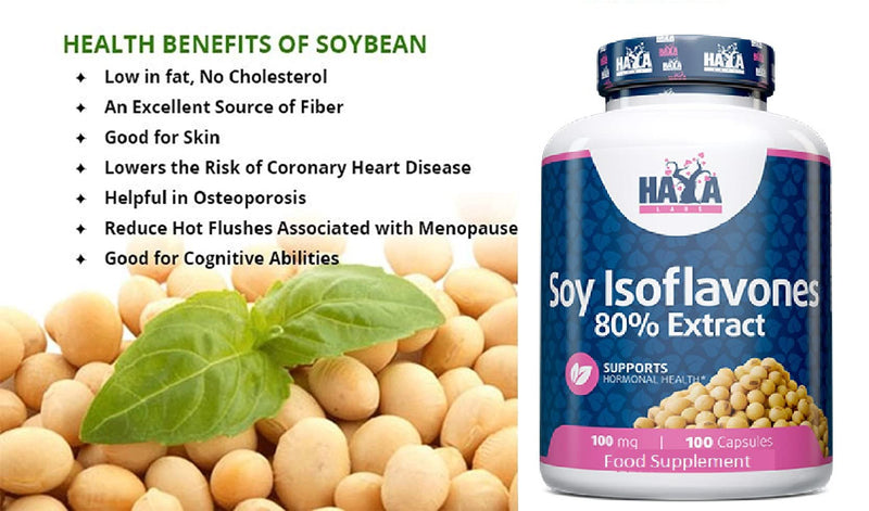 SOYA Isoflavones 80% Extract x 100 Capsules Non-GMO Supports Hormonal Health, Potent One-a-Day Formula Supplement - BeesActive Australia