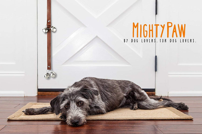 Mighty Paw Leather Tinkle Bells, Premium Leather Dog Doorbells, Extra Soft Leather with Durable Jingle Bells, Housetraining Doggy Door Bells for Potty Training, Includes Free Wall Hook Brown - BeesActive Australia