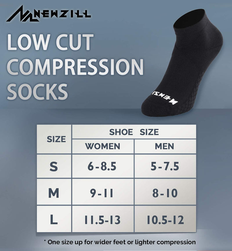 NEWZILL Ankle Compression Socks for Men & Women, Cushioned Low Cut Compression Running Socks with Ankle Support Medium White/Grey - BeesActive Australia