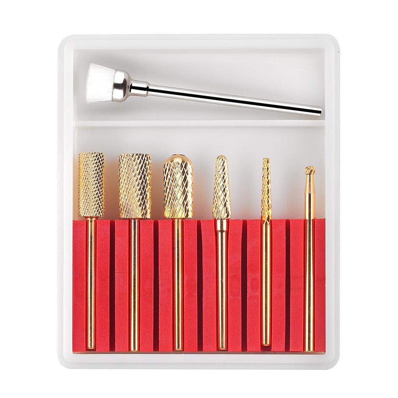 Makartt Carbide Nail Drill Bit Set 3/32 Gold Carbide Nail Drill Bit 7Pcs Remove Gel Polish Nail Gel Dip Powder Drill Bit Professional Bits Nail Art Tools Manicure Pedicure B-21 - BeesActive Australia