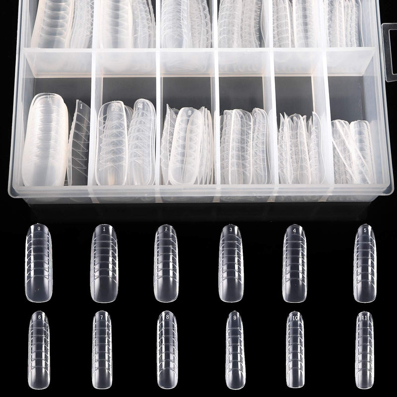 YOPAY 360 Pcs Coffin Nails Clear Full Cover Dual Nail Extension Forms Artificial Press on Ballerina Nail Tips 12 Sizes for Nail Salons and DIY Nail Art - BeesActive Australia