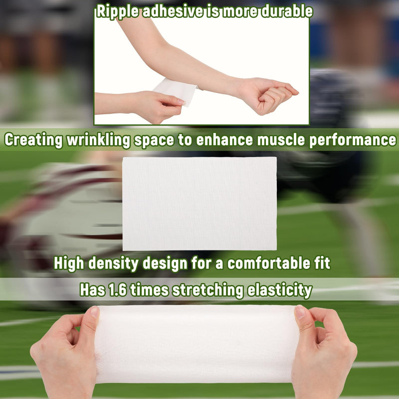 Jenaai 4 Pcs Football Turf Tape Sports Tape Extra Wide Athletic Turf Tape Waterproof Flexible for Arms Sticky Tape for Athlete and Sport Trainers Accessories, 16.4 Feet Each Roll (White) White - BeesActive Australia