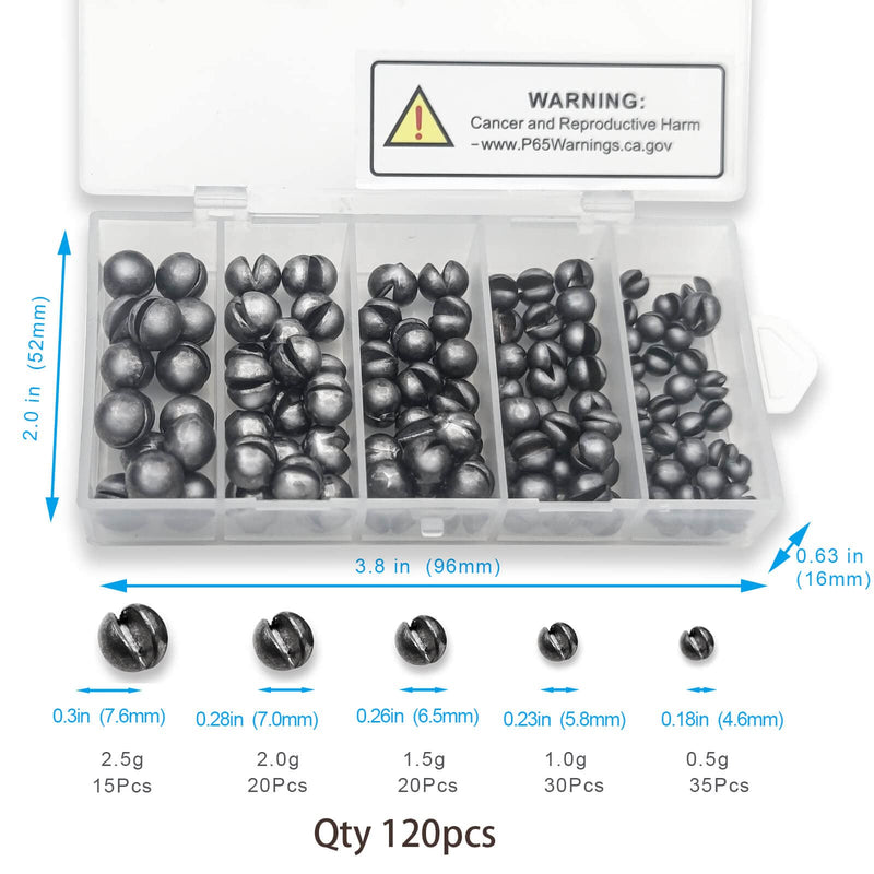 120PCS Fishing Weights Sinkers, SANWEAL Premium Split Shot Fishing Weights Sinkers, Round Removable Fishing Sinkers, 5 Sizes, Including 18/1000oz, 7/200oz, 1/20oz, 7/100oz, 18/20oz(Large) - BeesActive Australia