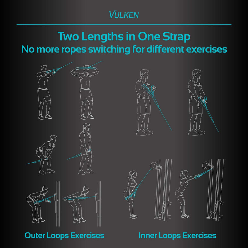 Vulken Tricep Rope Cable Attachment. 28.7 Inch & 22 Inch Two Lengths Built in One Pull Down Rope. Triceps Extension Straps Gym Equipment. Home Workout Handles for Resistance Bands. - BeesActive Australia