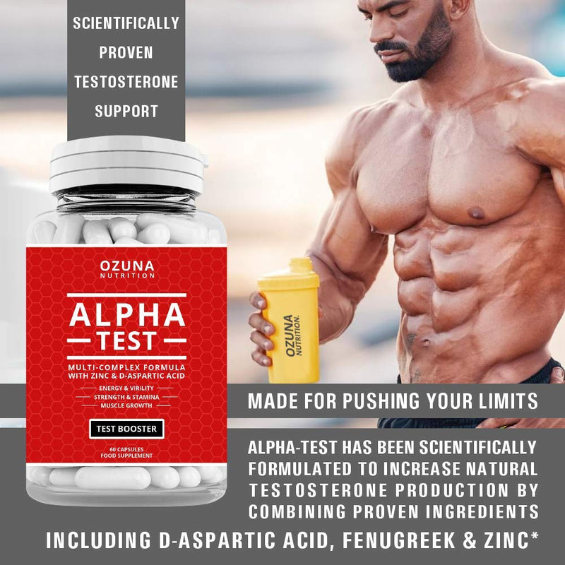 Alpha Test Testosterone Booster for Men for Strength Energy Performance Stamina Reduces Fatigue | Healthy Test Levels with Fenugreek, D-Aspartic Acid, Maca, Zinc, Tribulus Plus More | One Month Supply - BeesActive Australia