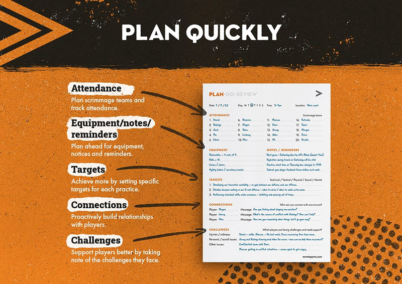 Basketball Coaching Practice Notepad by MVMT sports. | 50p Planner Notebook Journal for Basketball Coaches | Plan and Review Quickly and Easily. - BeesActive Australia