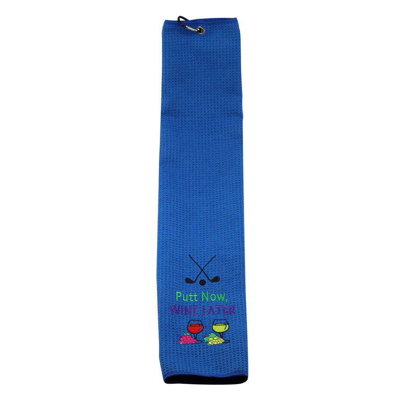 PXTIDY Golf Gifts for Women Men Putt Now Wine Later Golf Towel Golf Wine Golfer Gift Embroidered Golf Towel with Clip Gift for Golf Lover Wine Lover blue - BeesActive Australia