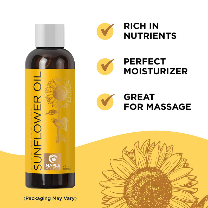 Sunflower Oil for Hair Skin and Nails - Aromatherapy Carrier Oil for Essential Oils Mixing and Hair Oil - Body Massage Oil Cleanser for Face Anti Aging Skin Care and Moisturizing Body Oil for Dry Skin - BeesActive Australia