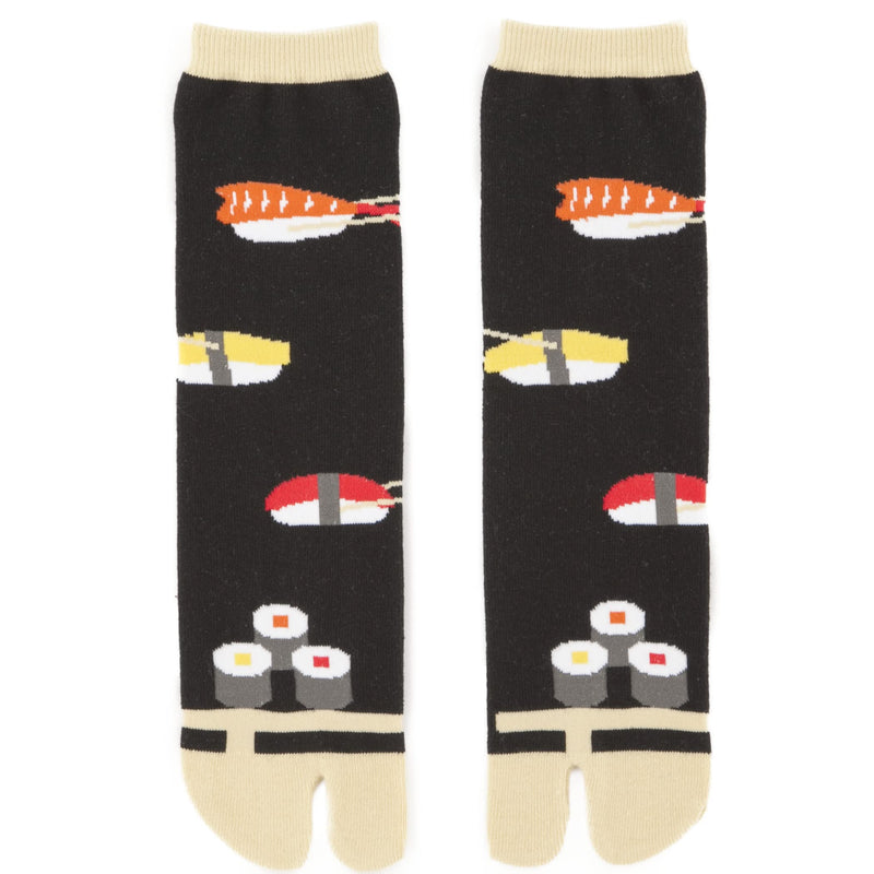 NOREN Japanese Tabi Socks Flip flop Socks (JAPANORAMA) Made in Japan/Sandal Print Socks Split Toe/Unisex Size for Men Women One Size Adult Size / Sushi Black - BeesActive Australia