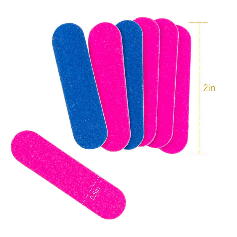 AUEAR, Mini Nail Files Bulk Disposable Double Sided Emery Boards Tools (Blue & Pink, 100 Pack, 2" 0.5") 100 Pack, Pink & Blue 2"*0.5" - BeesActive Australia