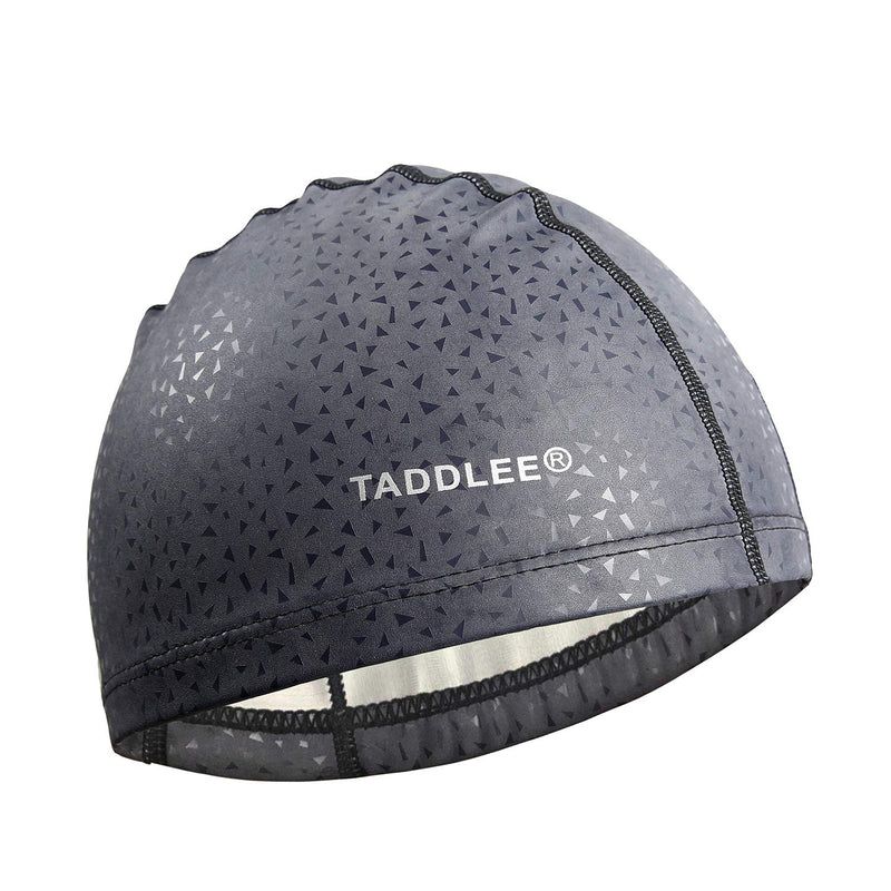 [AUSTRALIA] - TADDLEE Men Swim Cap PU Fabric Silicone Lycra Swimming Hat Pool Waterproof Sports Adult Swim Wear Accessories Large Size Outdoor(Gray) 