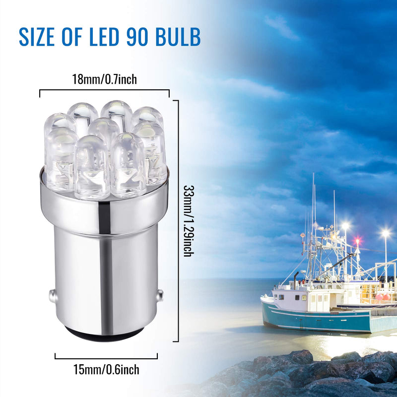 Honoson 4 Pieces Led 90 Bulb 1004 Led Bulb DC 12V Marine Led Replacement Bulbs BA15D Led Bulb for Boat Navigation Lights, Boat Lights, Stern Lights - BeesActive Australia