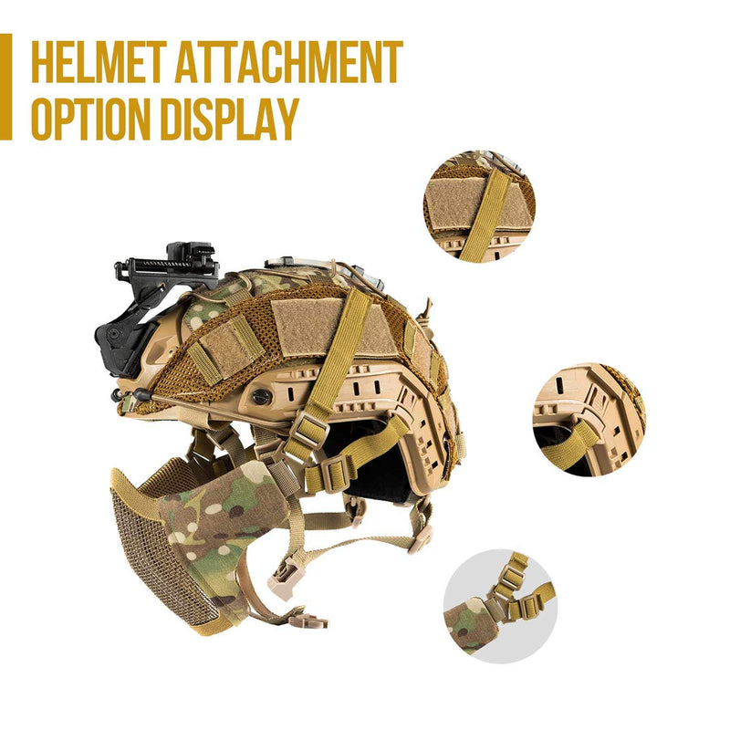 [AUSTRALIA] - OneTigris 6" Foldable Half Face Mesh Mask Military Style Comfortable Adjustable Tactical Lower Face Protective Mask Tan 