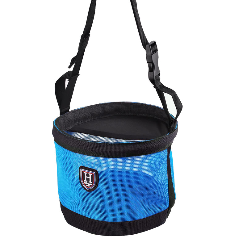 Harrison Howard Horse Muzzle Feed Bag Durable Nylon Mesh Grain Feed Bag with Adjustable Strap Champion Hlue - BeesActive Australia