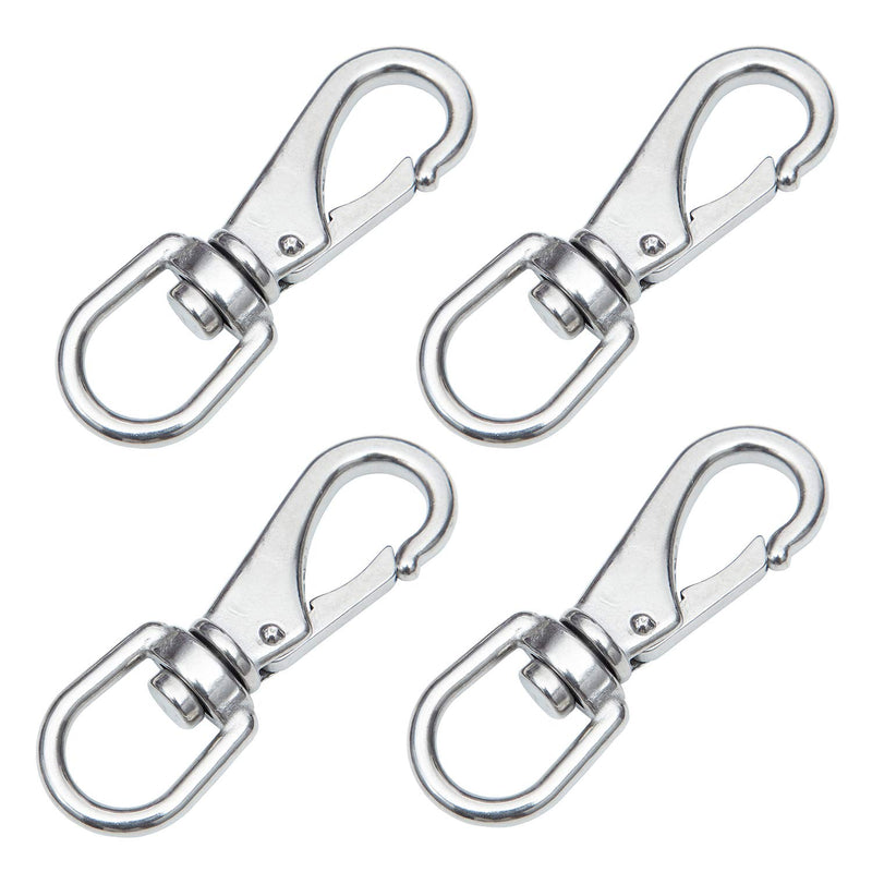 [AUSTRALIA] - SHONAN Stainless Steel Swivel Eye Snap Hook- 4-Pack (3-1/2 inch) Flag Pole Clips, Scuba Diving Clips Spring Hooks for Dog leashes, Keychains, Boat Anchor Ropes, Bird Feeders, Pet Chains 