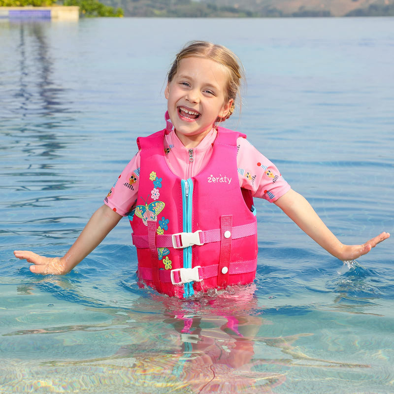 Zeraty Kids Swim Vest Life Jacket Toddler Float Jacket Boys Girls Floation Buoyancy Swimsuit with Adjustable Safety Strap, Suitable for 1-9 Year/22-50Lbs/Pink M(Age Recommend 4-6 Years) Pink - BeesActive Australia