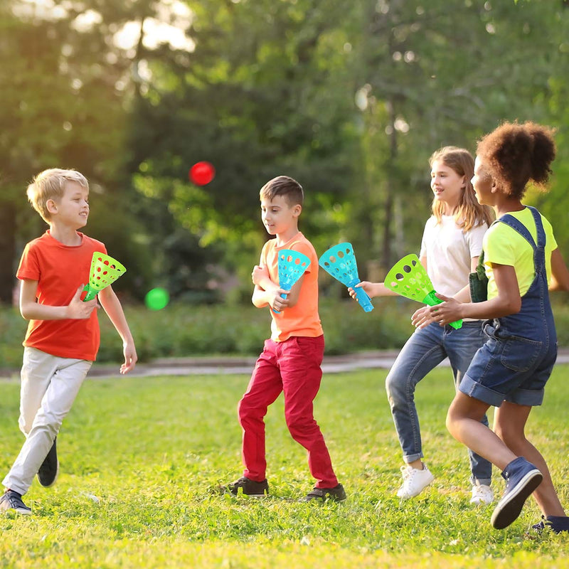 Outdoor Indoor Game Activities for Kids, Pop-Pass-Catch Ball Game with 4 Catch Launcher Baskets and 6 Balls, Birthday Party Favors Gifts Summer Beach Sport Toys for Kids Age 5 6 7 8 9 10+ and Adults - BeesActive Australia