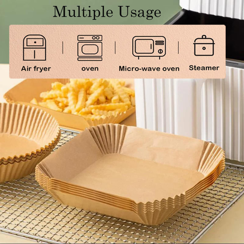 Ailifeer Air Fryer Disposable Paper Liner Square 6.3inch-7.9inch 100PCS Natural Baking Parchment Paper Air fryer liners,Oil-Proof High Temperature,for Air Fryers,Ovens,Pan and Microwaves square-100PCS - BeesActive Australia