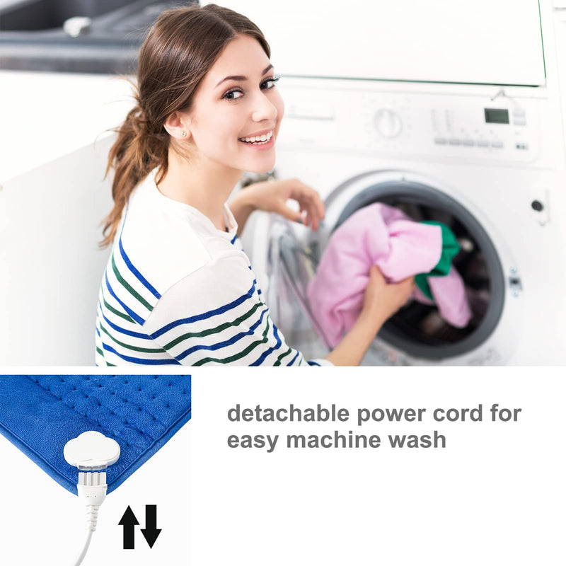 Electric Heat Pad - Heating Pads for Back Pain Relief, Auto Shut Off Heated Pad, Machine Washable 30x60 cm (Royal Blue) Royal Blue - BeesActive Australia