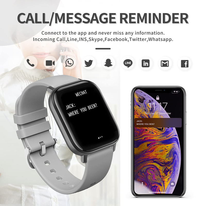 Fitness Tracker Blood Pressure Heart Rate Monitor Blood Oxygen Activity Pedometer Big Fitness Tracker Sleep Monitor for Women Men P8 gray - BeesActive Australia