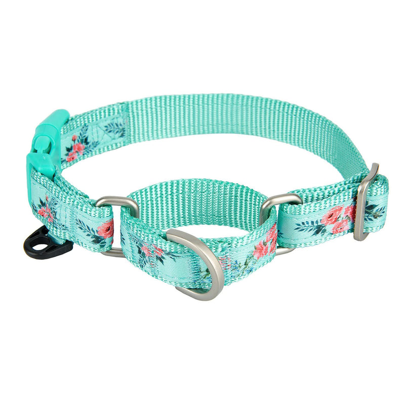 YUDOTE Martingale Dog Collars with Quick Snap Buckle in Floral Print, Flower Nylon No Pull Collars for Female Male Large Medium Small Dogs Large (Neck 15"-19") Green - BeesActive Australia