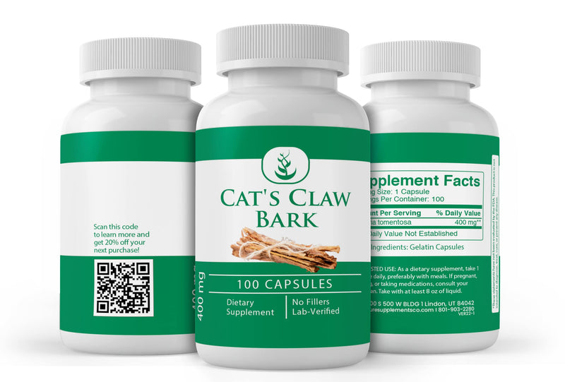 Pure Original Ingredients Cat's Claw Bark, (100 Capsules) Always Pure, No Additives Or Fillers, Lab Verified 100 Capsules - BeesActive Australia
