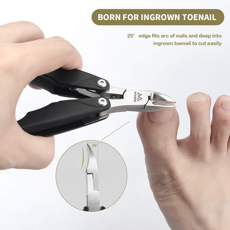 MILEILUOYUE Nail clippers professional Ingrown toenail toolFolding portable 3pcs nail cutter sharp stainless steel blade for men and the elderly thick nails toenails. (BLACK) BLACK - BeesActive Australia